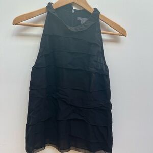 Vince Black silk Sleeveless Ruffle Top